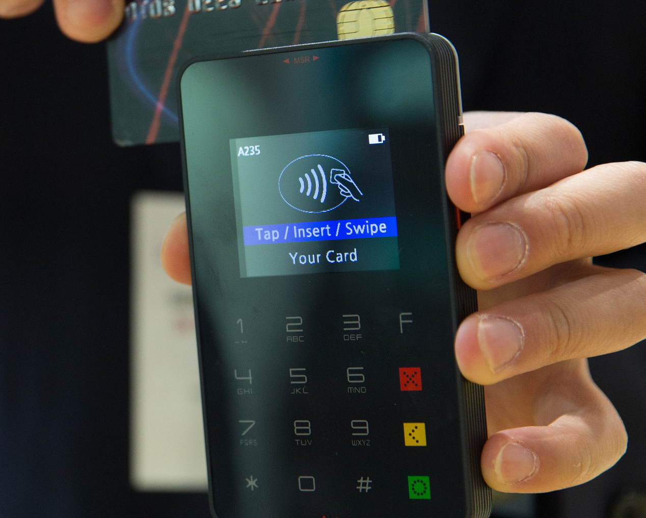 Person using contactless payment method