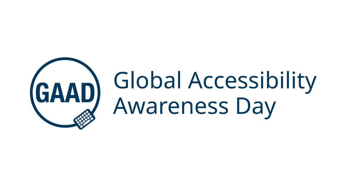 GAAD logo in circle with keyboard icon. Text reads: Global Accessibility Awareness Day
