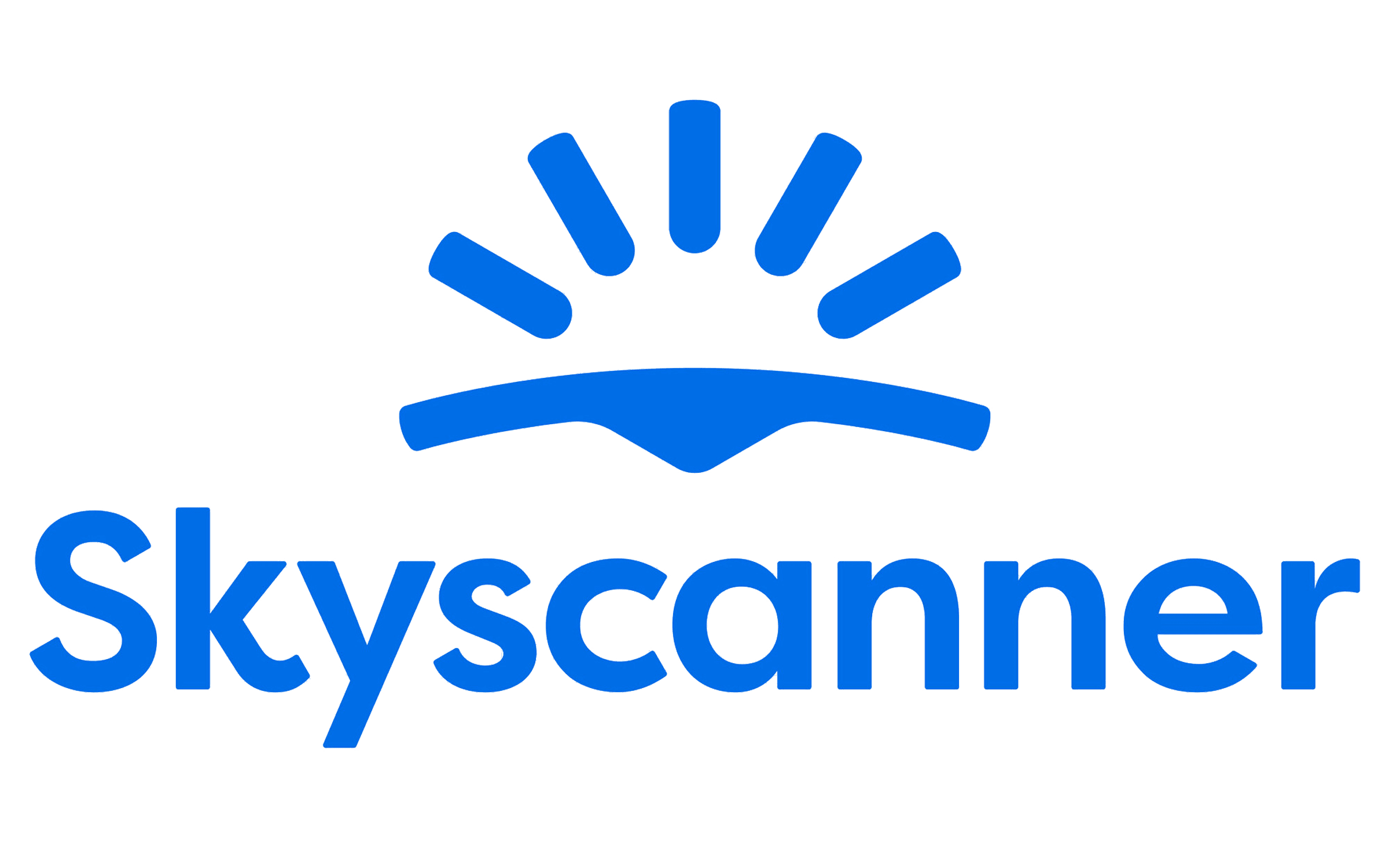 Skyscanner logo - the word Skyscanner with sunshine illustration above it