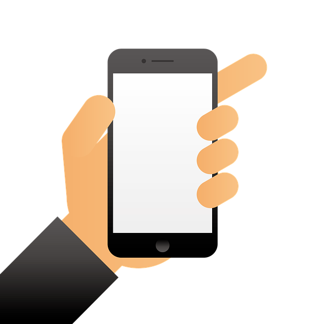 cartoon of hand holding a smartphone