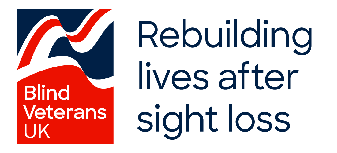 Blind Veterans UK logo with strapline "rebuilding lives after sight loss"