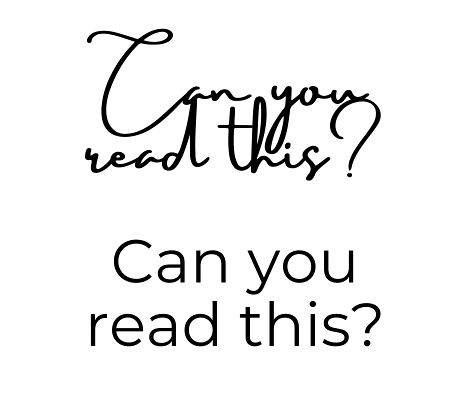 Text 'Can you read this?' in two contrasting fonts.