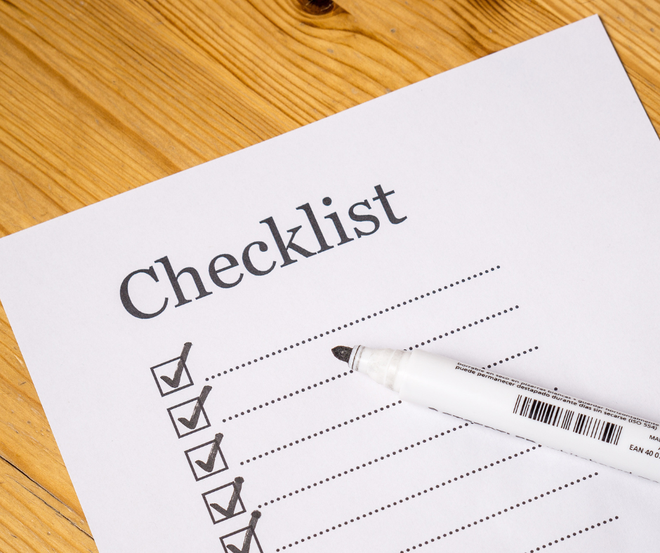 Checklist with check marked boxes 