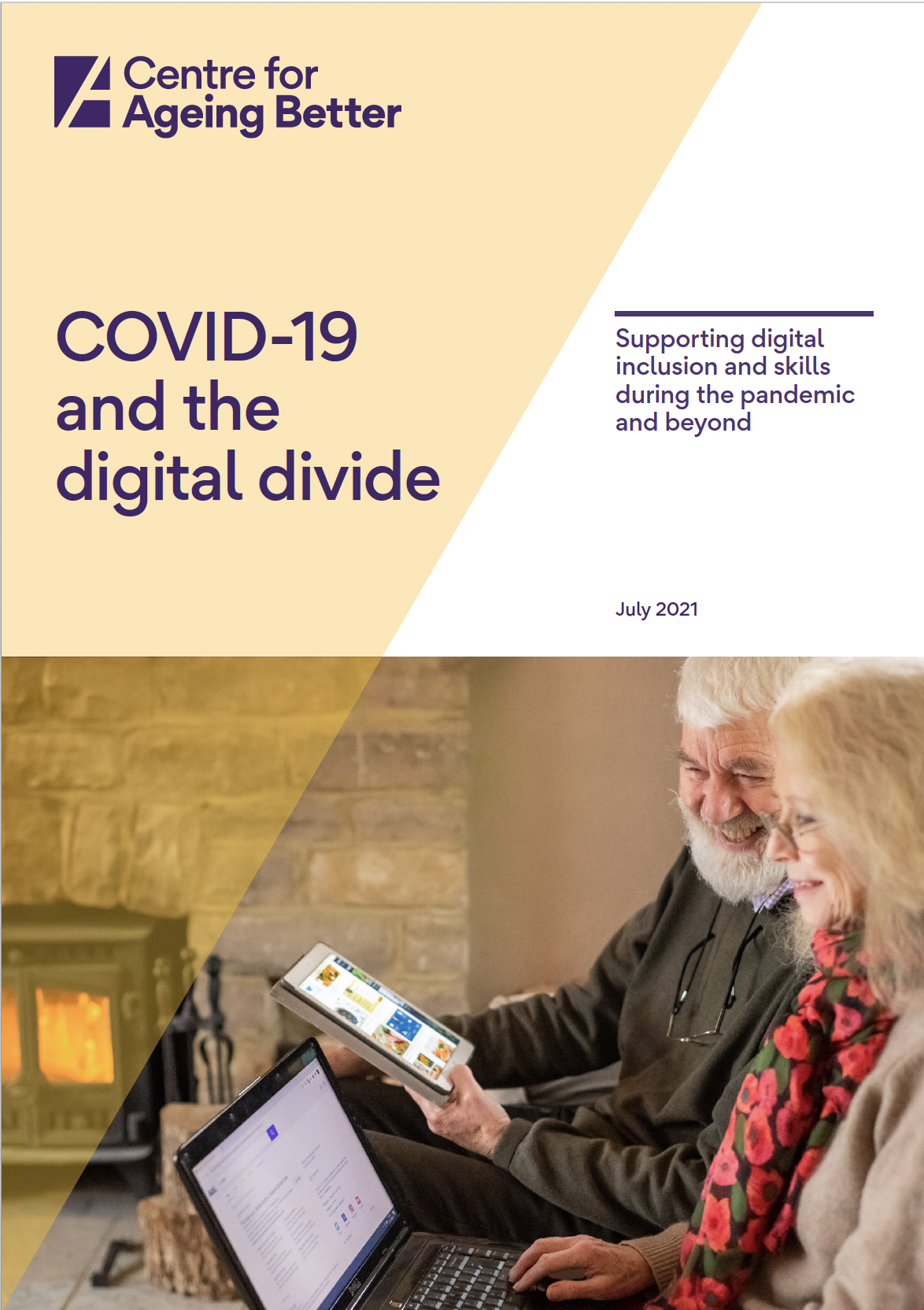 Image shows the front cover of the report, which is titled Covid-19 and the digital divide