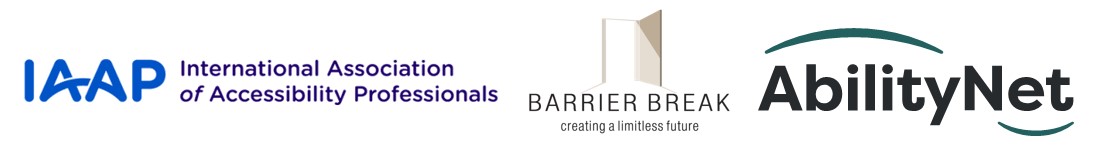 IAAP International Association of Accessibility Professionals, Barrier Break and AbilityNet logos