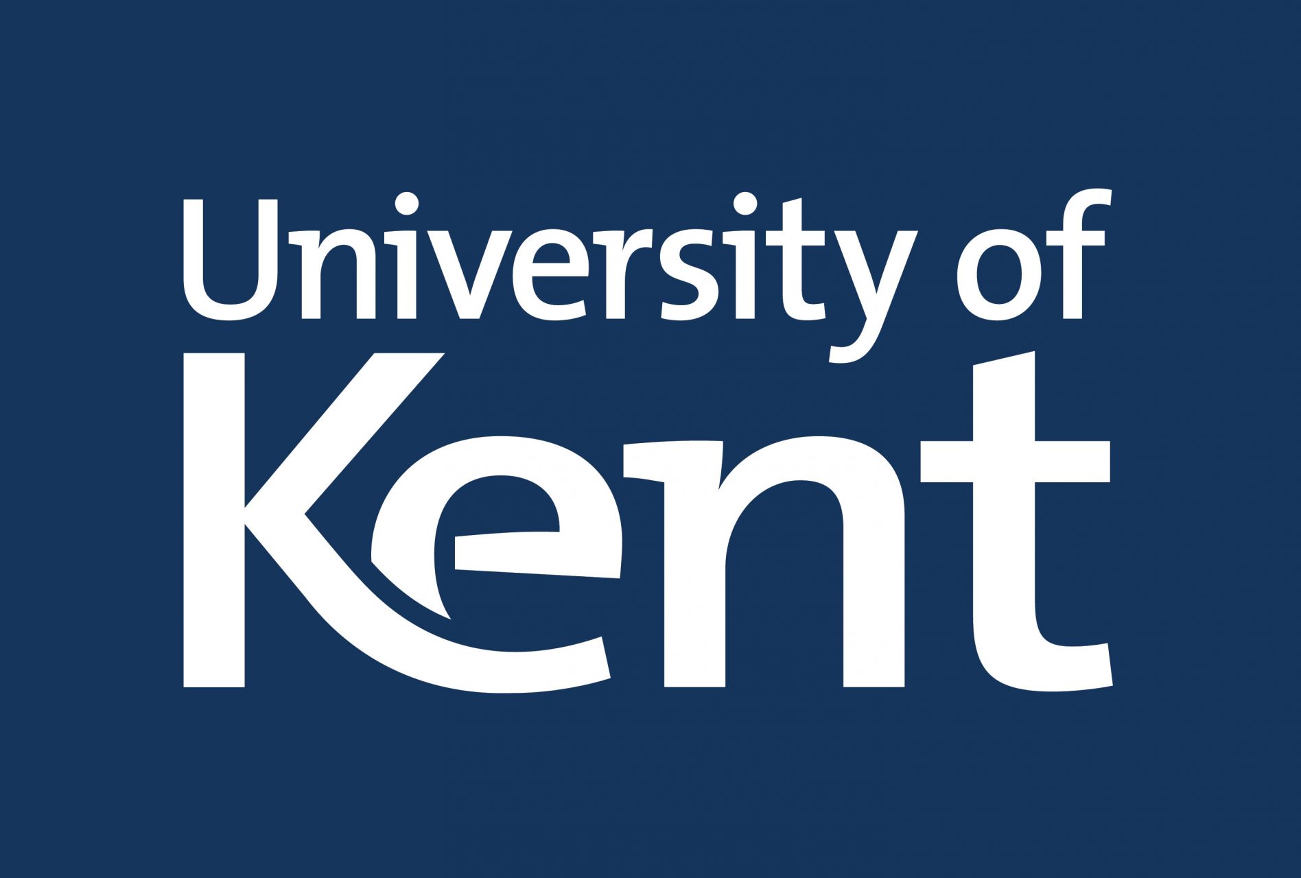 Kent University logo white text on blue background