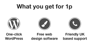 What you get for 1p - wordpress, free web deisgn software and freiendly support
