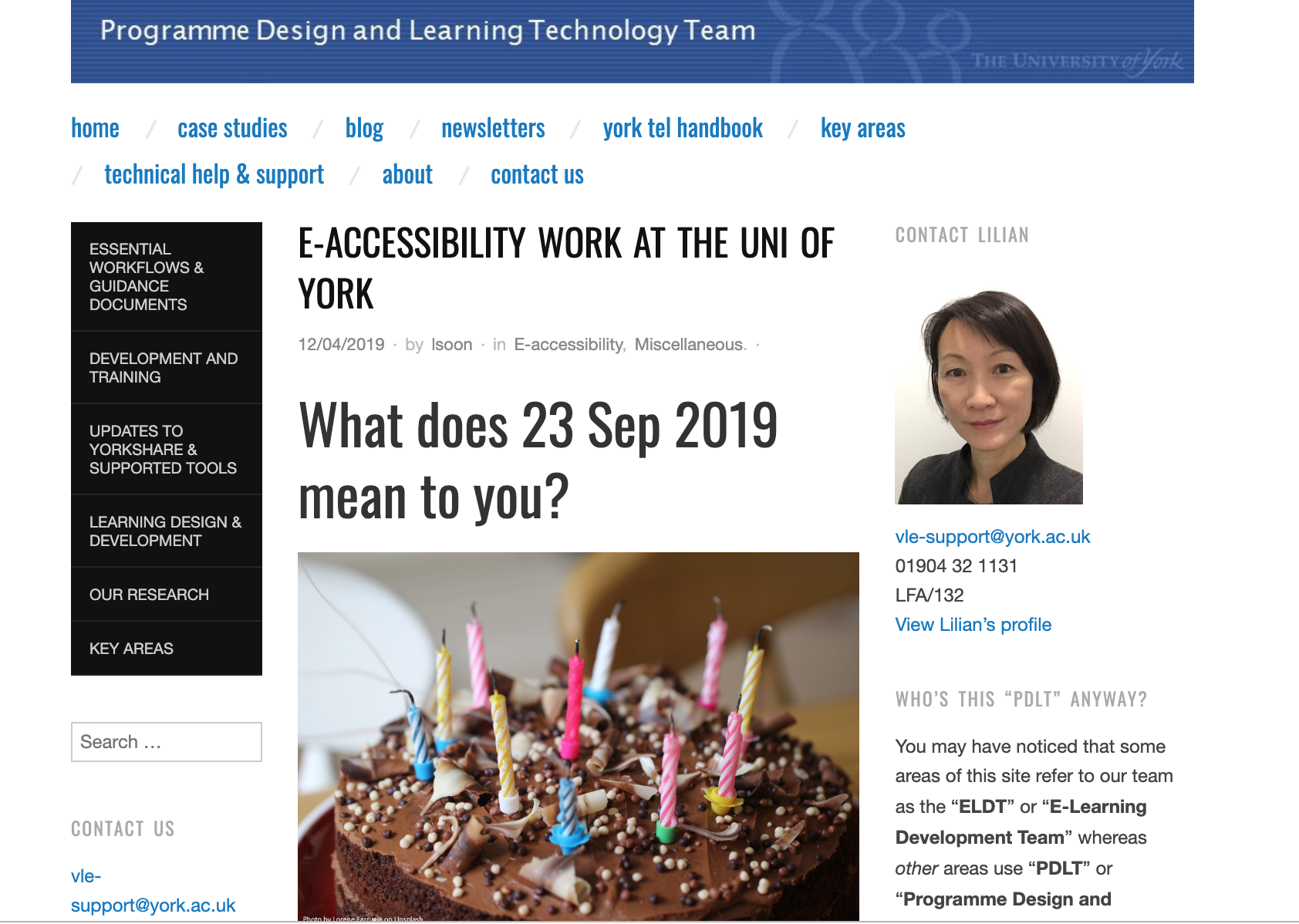 Screenshot of University of York blog asking 'What does 23 September mean to you?"
