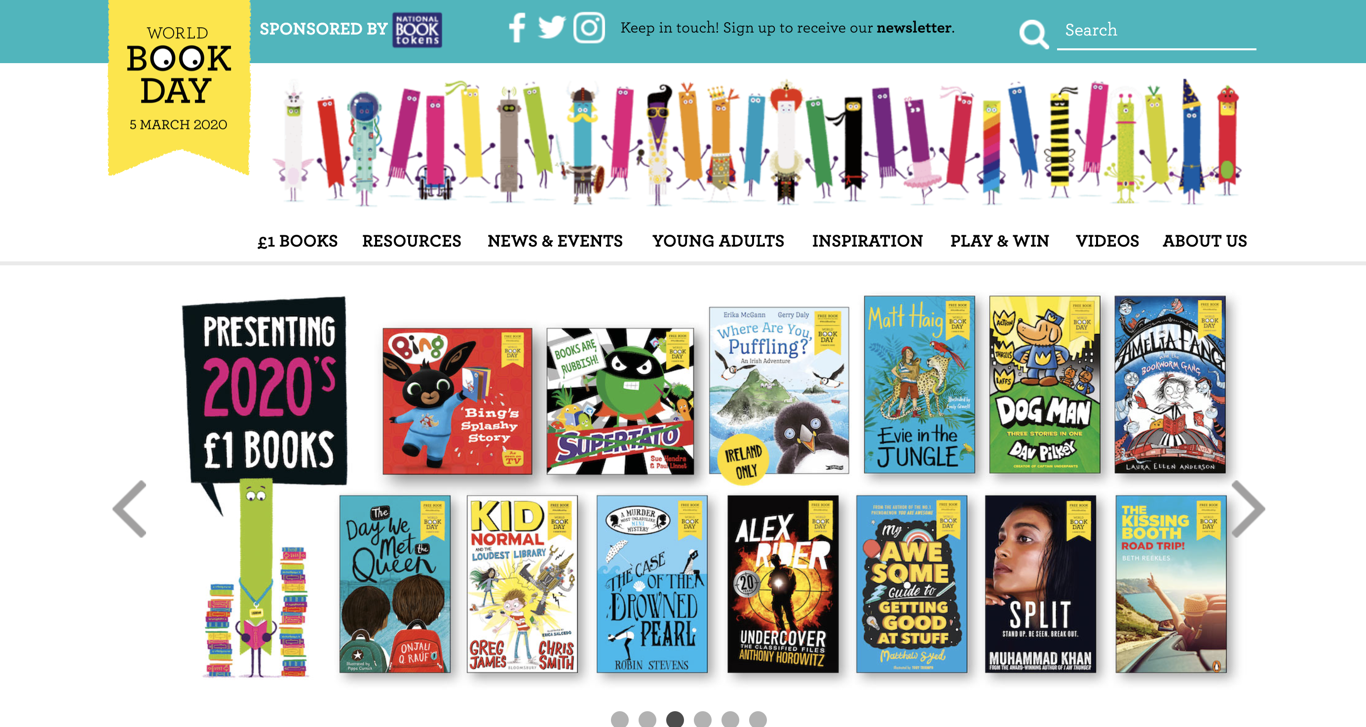 Screen shot of worl book daywing a selection of books