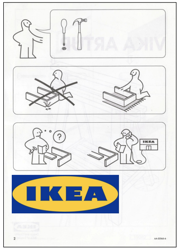 Page of instruction manual for putting furniture together from IKEA shop