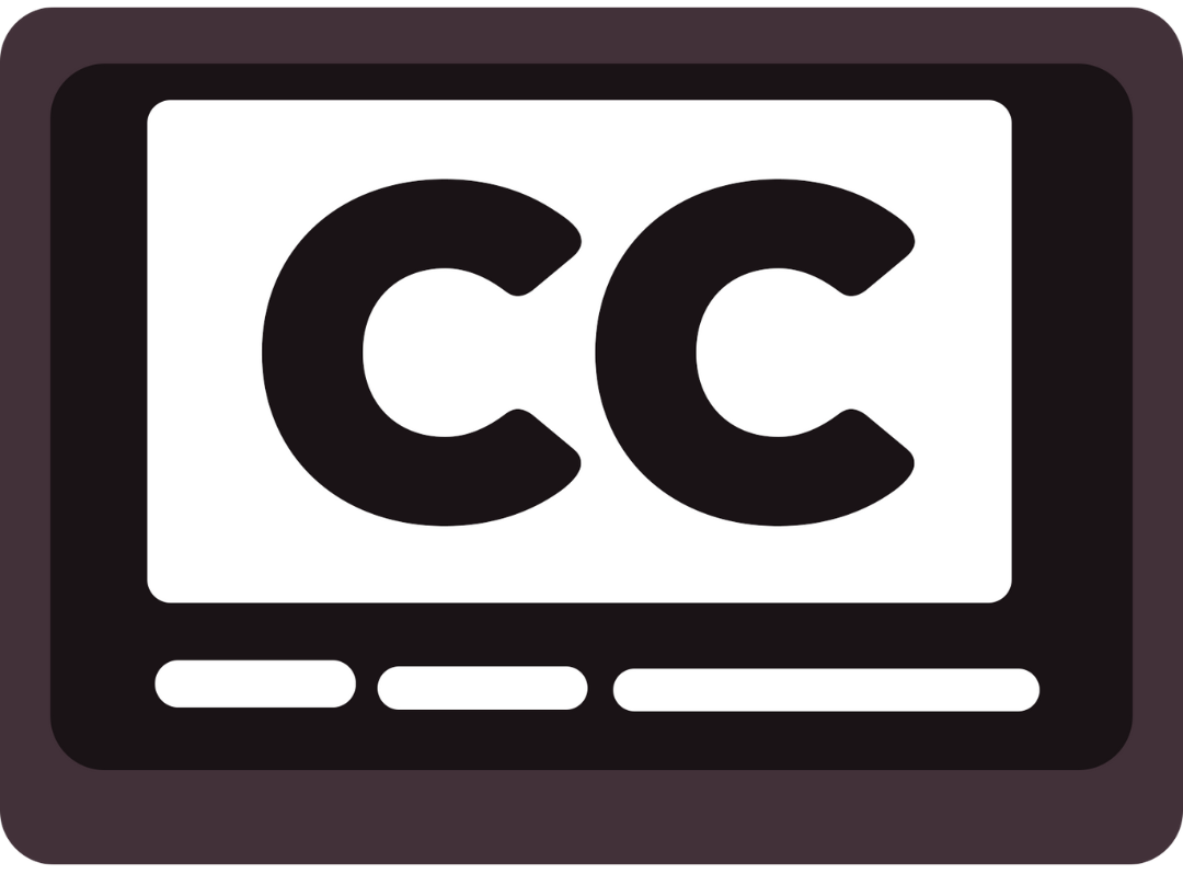 Graphic of a television screen with 'CC' on the screen, which is shorthand for 'closed captions' 