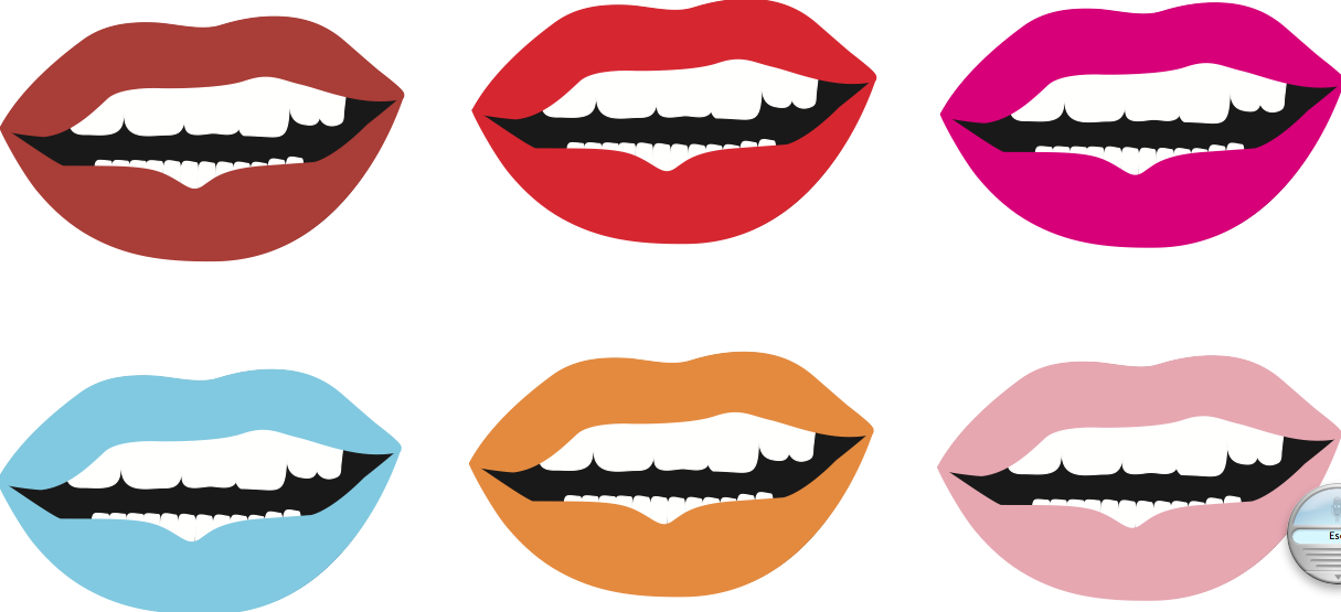 brightly coloured lips cartoon style