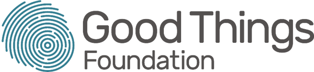 The Good Things Foundation logo. Comprises a thumb print