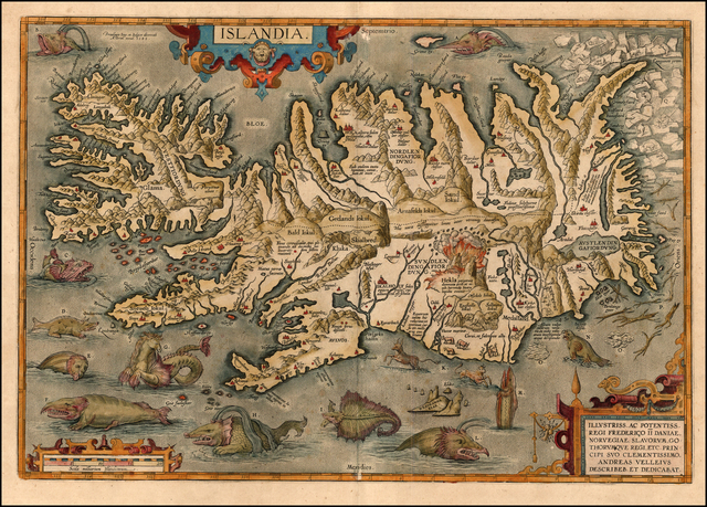 Old style map of Islandia 1609 Abraham Ortelius 