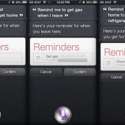 Example iphone screens showing reminders being used on Siri