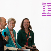 Hector Minto, Sharon Spencer and Ellie Southwood at TechSharePro panel