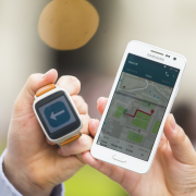 WaytoB smartwatch and app held in hands