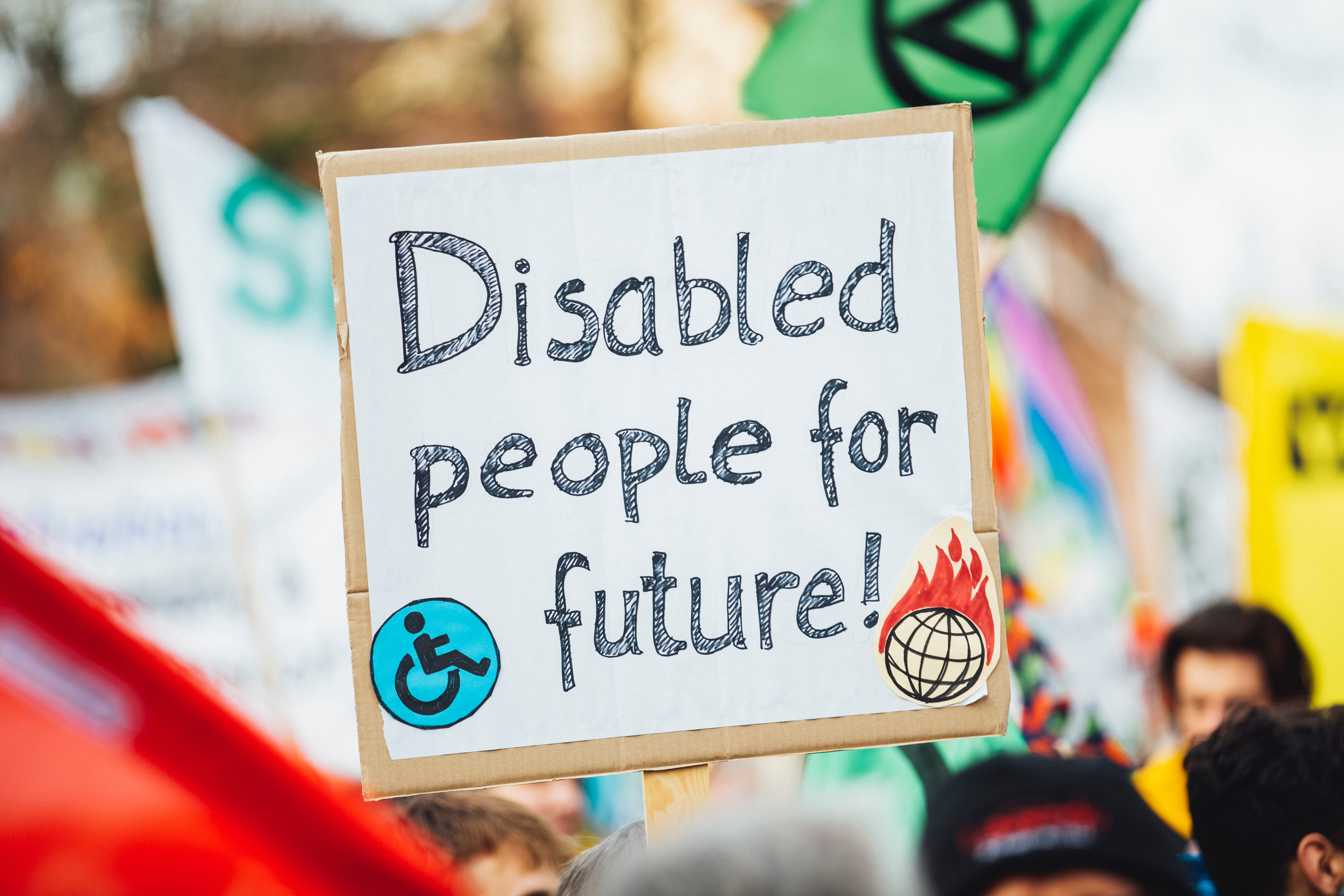 Placard reading 'Disabled people for the future'
