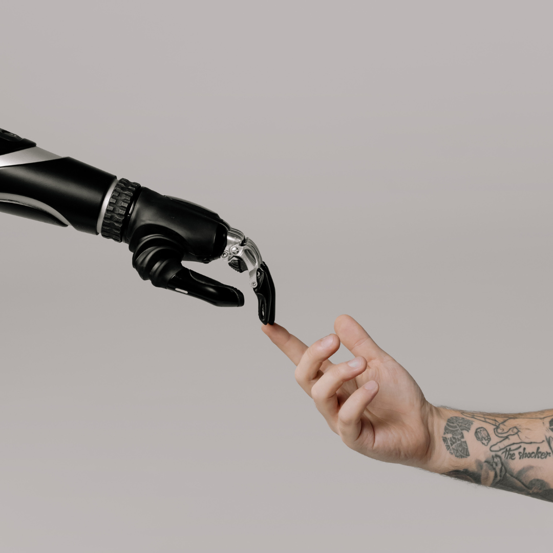 Robot arm touching a human arm 