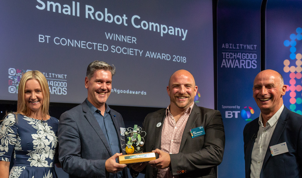 Small Robot Company won the BT Connected Society Award at AbilityNet Tech4Good Awards 2018