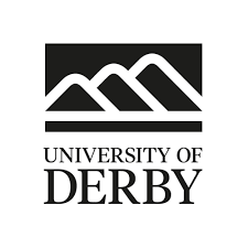 University of Derby logo showing illustration of mountains within the logo
