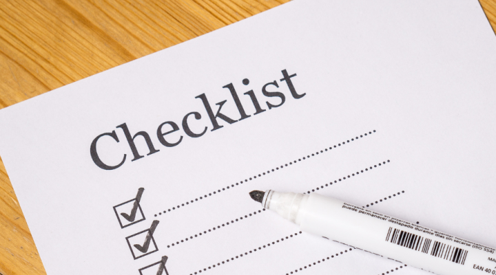 Checklist with check marked boxes