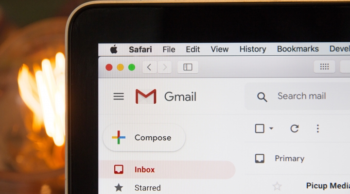 Laptop displaying Gmail account